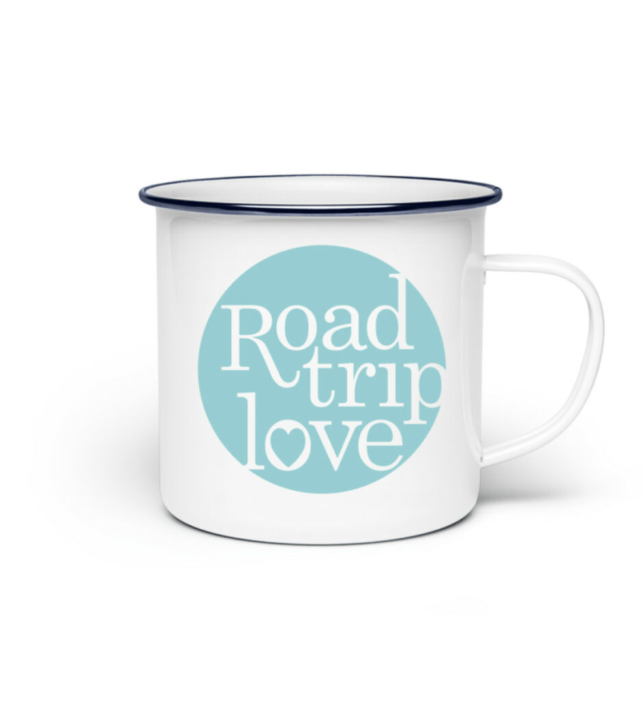 RoadTripLove - Tasse mit Himmeltürkis - Emaille Tasse-3