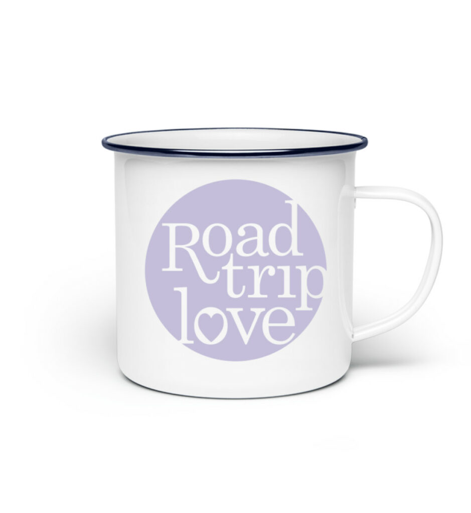 RoadTripLove - Tasse mit Fliederlila - Emaille Tasse-3