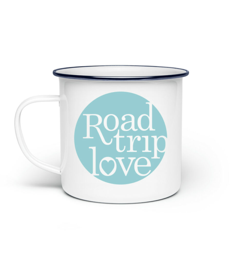 RoadTripLove - Tasse mit Himmeltürkis - Emaille Tasse-3