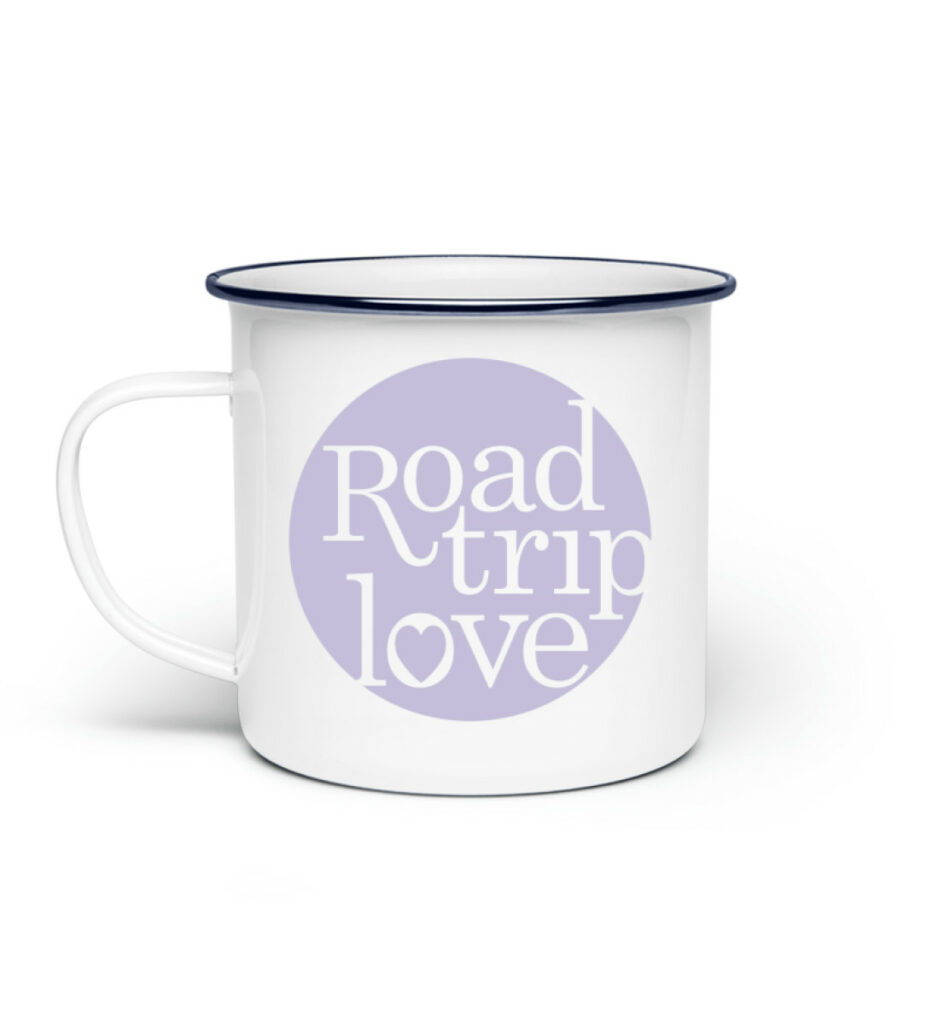 RoadTripLove - Tasse mit Fliederlila - Emaille Tasse-3